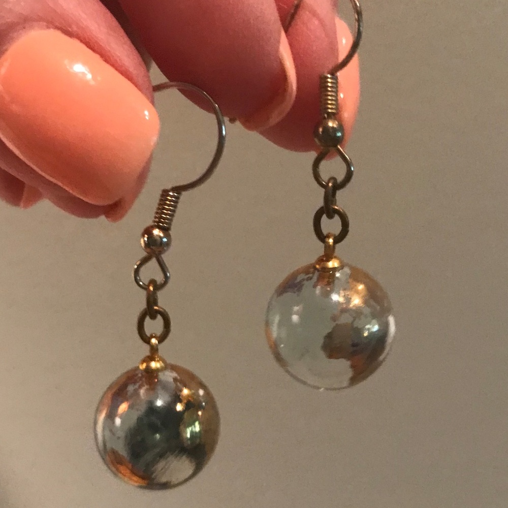 Glass and Gold Globe Earrings